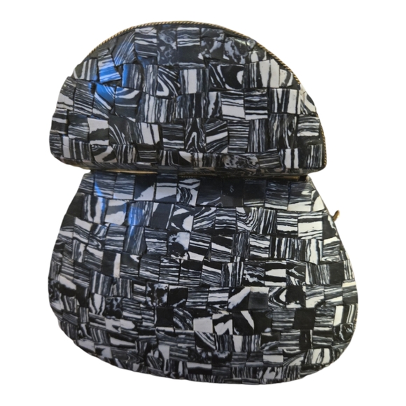 Ramla Handmade Moroccan Mosaic Stone TileCrossbody Purse Black & White - Picture 3 of 8